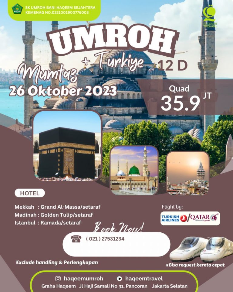 Read more about the article Umroh Plus Turki 2023 Biaya Murah Paket Promo