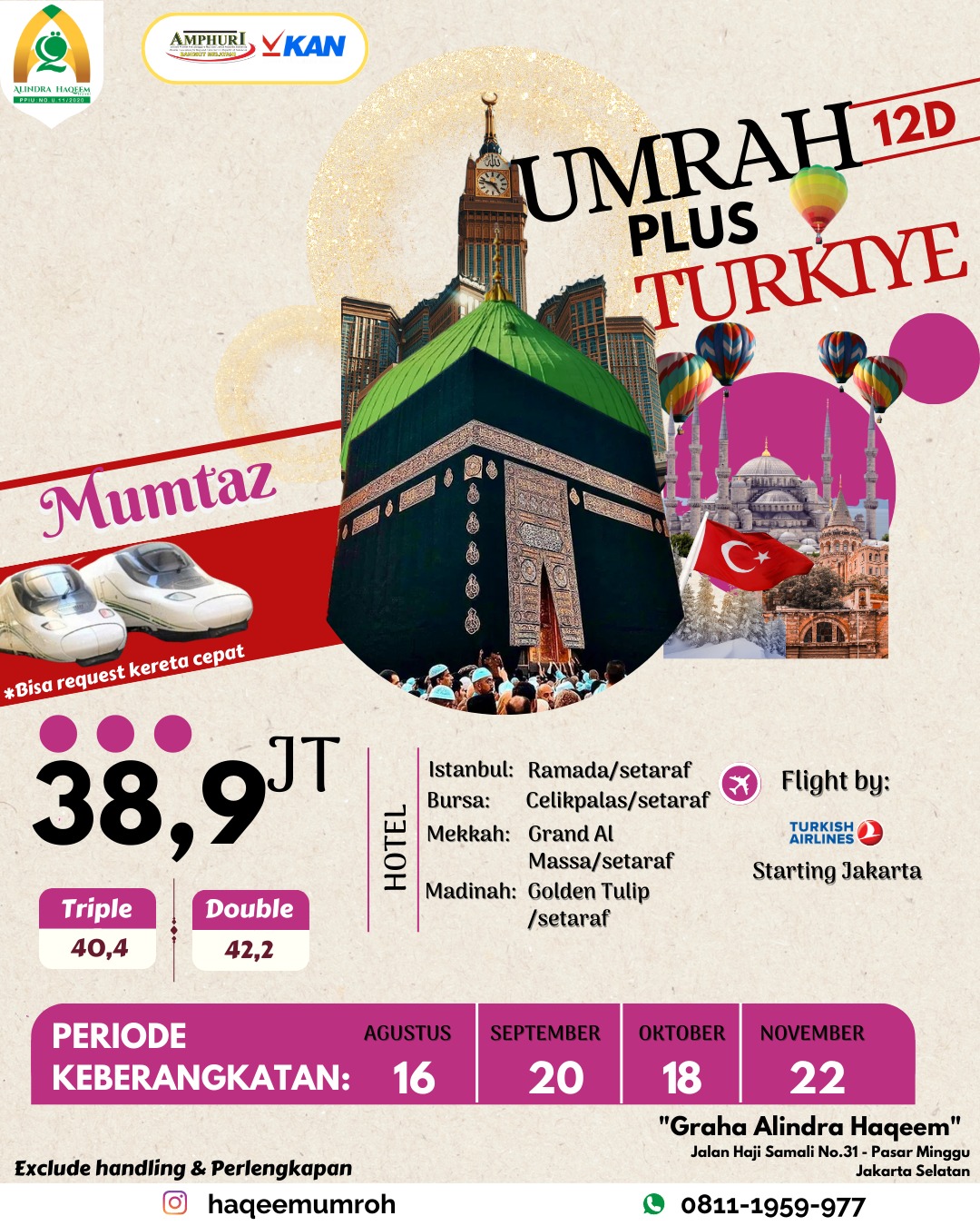Read more about the article Umroh Plus Turki November 2023 Paket Murah Promo