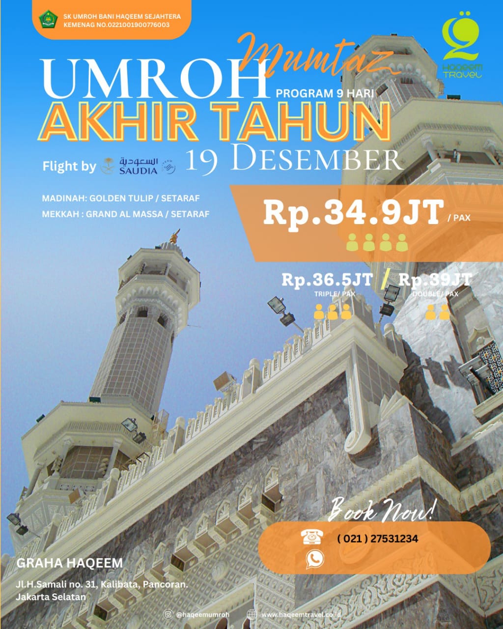 Read more about the article Umroh Akhir Desember 2023 Murah Biaya Paket Promo